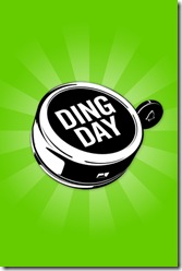 Ding day logo with bicycle bell on a green background