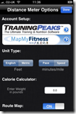 Distance meter pro options screen