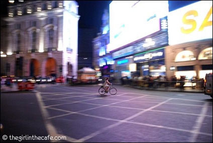 Brave lone rider cycling in london