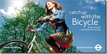 Bicycle advertising campaign showing female cyclist enjoying the great outdoors