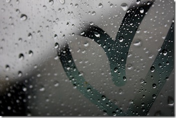 rain on window with heart drawn