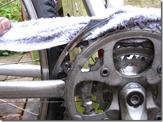 Use a cloth to clean the front mech