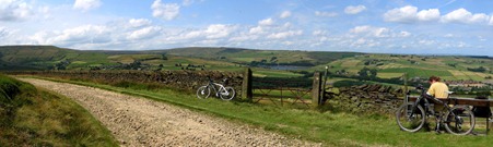 Cycling in the peak district. Stopping to take in the view