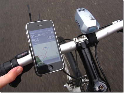 Bicio GoRide bike mount in use with Trails app on show