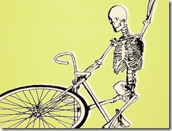 Skeleton doing a wheelie