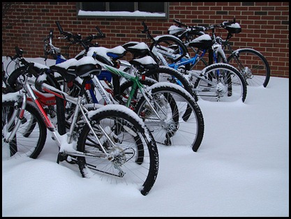bikes in the snow