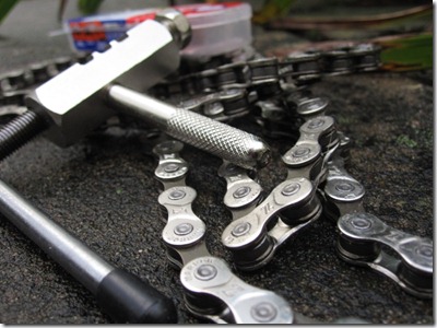 Chain tool, chain and puncture repair kit picked up from the local bike shop