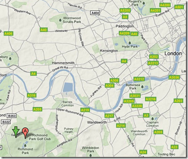 richmond park on map of London