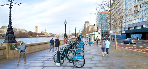 Barclays cycle hire scheme showing the branding