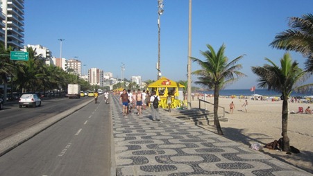 The famous curved pavement designs and the two lane cycle path in Rio de Janeiro