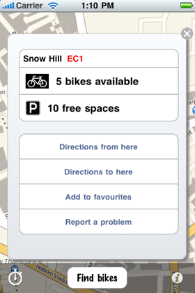 information about cycle hire locations