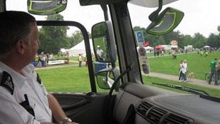 Inside the HGV cabin
