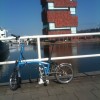 Blue Brompton parked up