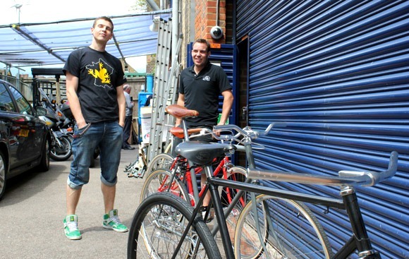 Adam and Kris outside Cloud 9 Cycles