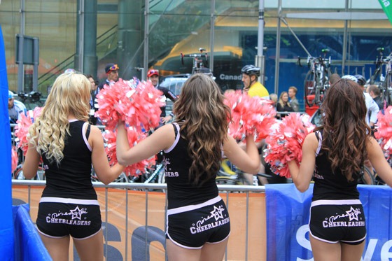 Cheerleaders supporting the Halfords event