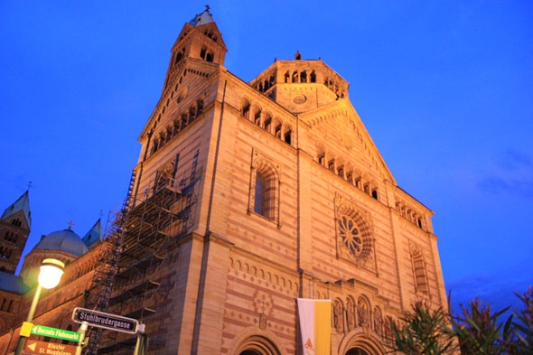 Cathedral in Speyer Germany during the night