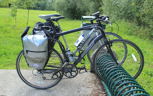 Overboard panniers at the border of Germany and France