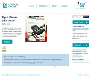 London Cyclist shop screenshot