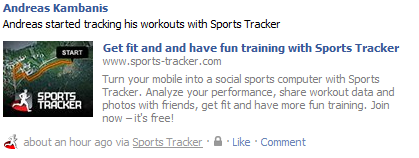 Sports Tracker mentioned on Facebook
