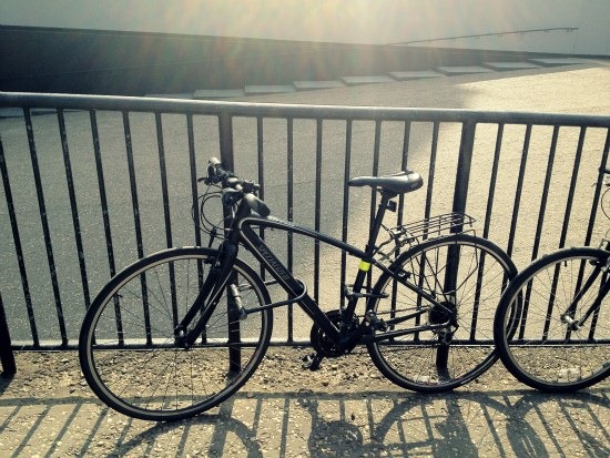 Bike locked from the back and with a d-lock through the front wheel and frame