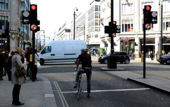 Cyclist at Oxford Circus