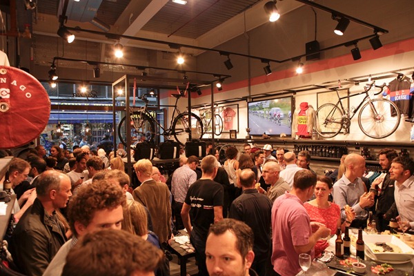 Rapha cycle cafe opening night
