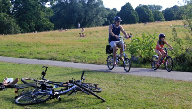 Cyclists in the park