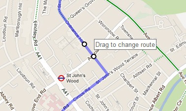 Changing route on Google Maps