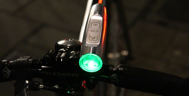 Blaze bike light attached to handlebars