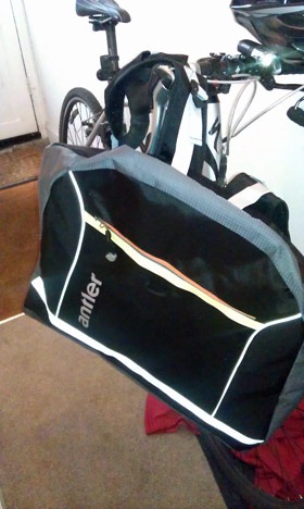 Antler bag next to bike