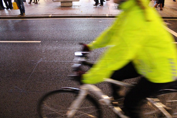 Cyclist zooms past