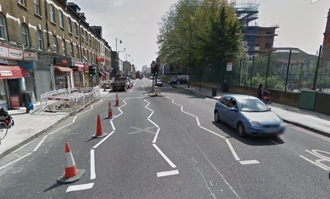 Stoke Newington Road, where Hackney is blocking Cycle Superhighway 1.
