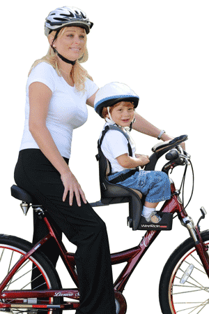 riding bike with baby in carrier